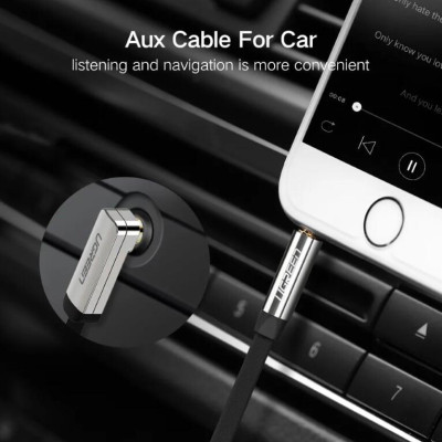 Ugreen UG10597AV119TK 1M màu Đen Cáp âm thanh 2 đầu 3.5mm dương đầu vuông góc mạ vàng - HÀNG CHÍNH HÃNG