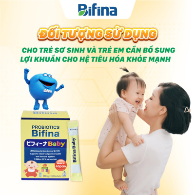Men vi sinh Bifina Baby Nhật Bản – Hộp 30 gói – Hỗ trợ bổ sung lợi khuẩn cho  trẻ sinh non, sinh mổ, dùng sữa công thức