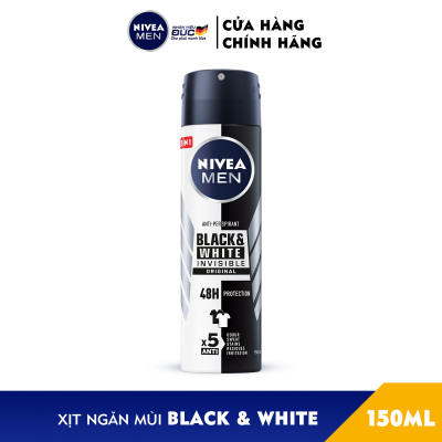 Xịt Ngăn Mùi NIVEA MEN Black&White Ngăn Vệt Ố Vàng Vượt Trội - Hương Nhẹ Nhàng (150 Ml) - 82241