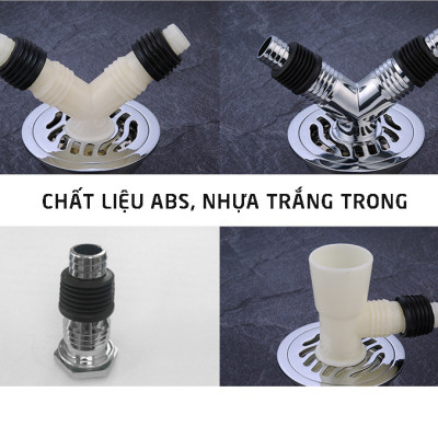 Đầu nối thoát nước máy giặt, thoát nước thải kiêm chống mùi hôi, ngăn côn trùng trào ngược lắp thoát sàn, ống PVC, bộ 2 chạc MIHOCO 3112