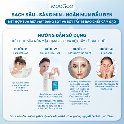 Tẩy tế bào chết cám gạo cho da nhạy cảm, da dầu mụn da khô Gentle Exfoliating Micro Powder -  MooGoo Úc