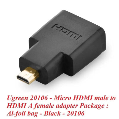 Ugreen UG2010620106TK Màu Đen Đầu chuyển đổi Micro HDMI sang HDMI - HÀNG CHÍNH HÃNG