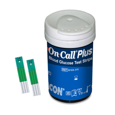 Hộp 25 Que Thử Đường Huyết On Call Plus Dùng Cho Máy On Call Plus & On Call EZ II (Đựng Trong 1 Lọ)