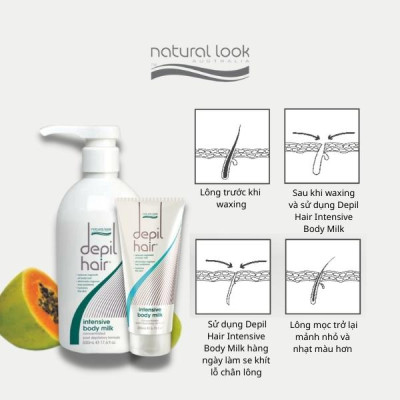 Sữa hỗ trợ giảm mọc lông sau waxing - triệt lông - Natural Look Depil Hair Range Intensive Body Milk