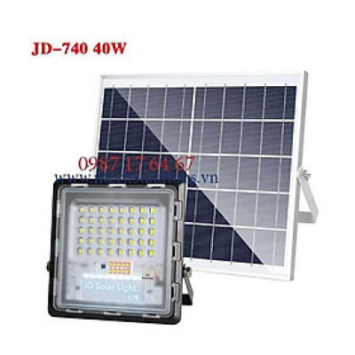 Đèn Pha Chống Lóa Cao Cấp Năng Lượng Mặt Trời JinDian JD-740 Công Suất 40W - Khung Nhôm