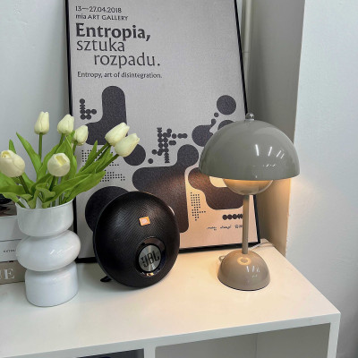 Đèn bàn trang trí đèn đọc sách đèn ngủ kim loại mạ sơn chống rỉ hiện đại màu xám size nhỏ DBK005X