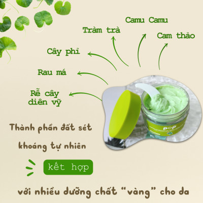 Mặt Nạ Đất Sét Rau Má Ngừa Mụn Mịn Da POP
