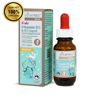 ￼VITATREE Kids Vitamin D3 & K2 Liquid - Lọ 20ml, nhập khẩu Úc