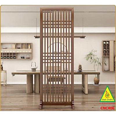 Vách ngăn phòng khách, vách ngăn tủ kệ bằng gỗ CNC406 - Nội thất lắp ráp Viendong adv