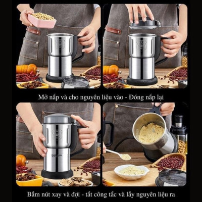Máy Xay Hạt Khô, Máy Xay Cafe, Máy Xay Bột Khô Đa Năng Công Suất Lớn Với 8 Lưỡi Dao - Hàng Nhập Khẩu