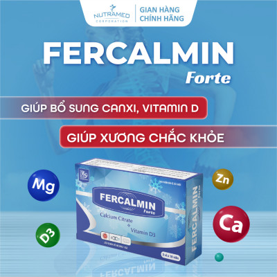 Viên uống Fercalmin Forte hỗ trợ bổ sung canxi, vitamin và khoáng chất cho cơ thể (30 viên) - Nutramed