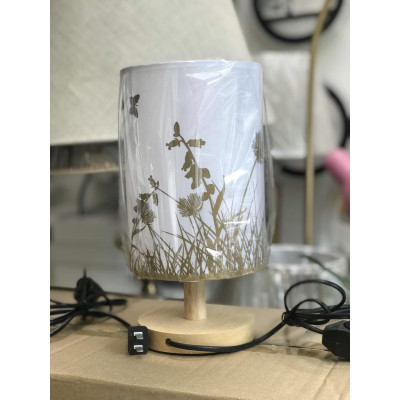 Đèn bàn nấm chao vải , thân gỗ decor trang trí bàn tab phòng ngủ tặng kèm bóng chuyên dụng