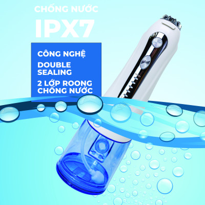 Tăm nước cầm tay H2ofloss HF-2 phiên bản nâng cấp được phân phối độc quyền với nút mở bình nước tiện lợi, tặng kèm 7 đầu tăm, củ sạc nguồn thấp