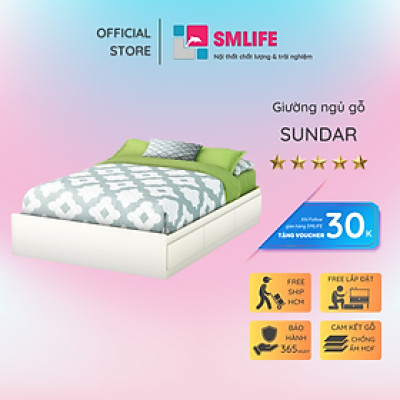 Giường bằng gỗ MDF kết cấu chắc chắn SMLIFE Sundar