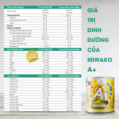 Sữa Công Thức Hạt Thực Vật Hữu Cơ MIWAKO A+ Vị Vani 700gr x 6 Hộp - Miwako Việt Nam