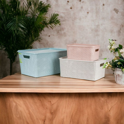 Giỏ đựng đồ có nắp đậy bằng nhựa cao cấp kiểu dáng màu sắc phong cách hàn quốc