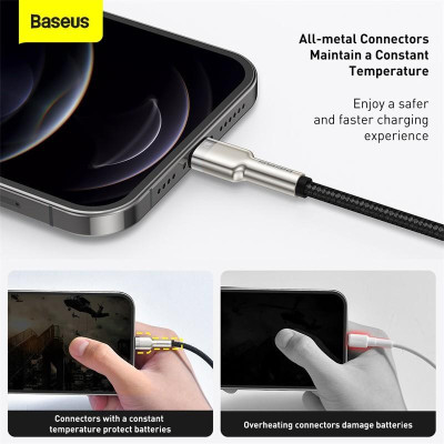 Cáp sạc nhanh, siêu bền Baseus Cafule Metal Series dùng cho iPhone/ iPad (2.4A, USB A )