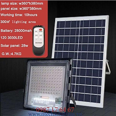 Đèn Pha Chống Lóa Cao Cấp Năng Lượng Mặt Trời mã JD-7120 Công Suất 120W - Mẫu 2021, Khung Nhôm