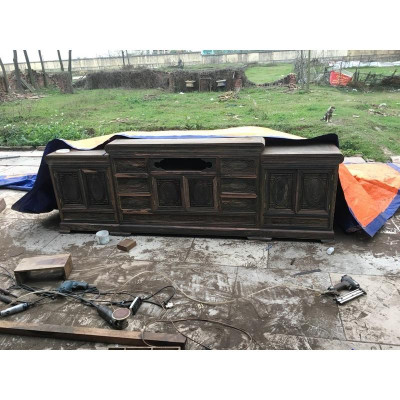 Kệ tivi kiểu nồi giữa gỗ mun hoa - Bình Long