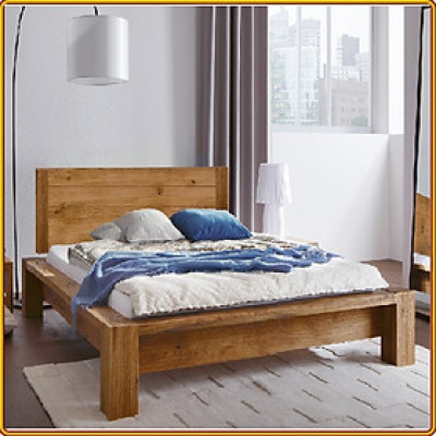 Giường ngủ Tundo gỗ sồi mặt gỗ 210 x 177 x 100cm