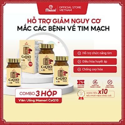 Combo 3 hộp viên uống MAMORI COQ10 giúp giảm cholesterol, giảm nguy cơ mắc bệnh tim mạch (300mg x 60viên)