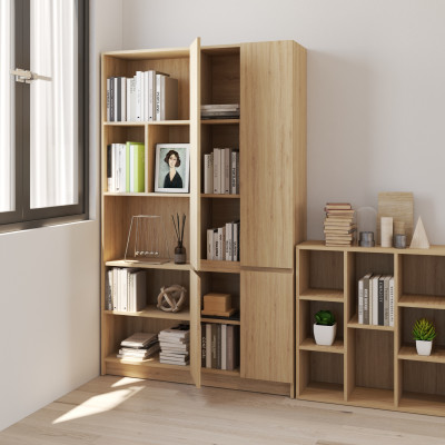 HAPPY FURNITURE , Kệ sách 4 cửa mở - CATY, KSA_085 , 110cm x 28cm x 180cm DxRxC