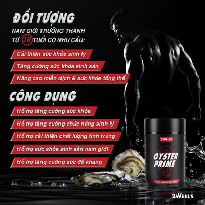 Viên uống tinh chất hàu 2WELLS OYSTER PRIME (90 VIÊN) Hỗ trợ tăng cường sức khỏe nam giới, sinh lý, sinh sản & đề kháng