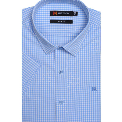 Áo sơ mi nam KHATOCO ngắn tay caro A1MN498S1-CNCR562-2607-N