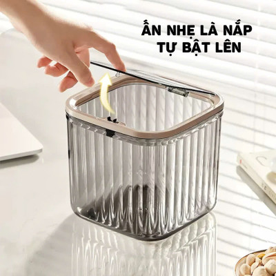 Hộp Đựng Rác Để Bàn Nắp Bật Trong Suốt - Thùng Rác Mini Để Bàn Có Nắp Đậy PaKaSa - Hàng chính hãng (Giao màu ngẫu nhiên)