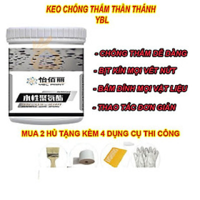 Keo, sơn quét chống thấm, vá trám vết nứt tường đa năng thông minh chống bong tróc trong nhà, ngoài trời ( 1kg). Tặng kèm chổi quét sơn và 2,5m vải