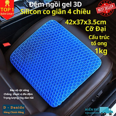 Đệm ngồi Gel 3D tổ ong thoáng khí, Đệm ngồi cao cấp chất liệu Silicon co giãn 4 chiều mát lạnh siêu êm - Hàng chính hãng D Danido