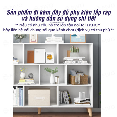 Tủ Kệ Sách Gỗ Đẹp Hiện Đại Đa Tầng FIVO Mã FB60 Nội Thất Lắp Ráp Đơn Giản, Chất Liệu Gỗ MDF Phủ Melamine Chống Thấm Bề Mặt Cực Tốt Hàng Cao Cấp, Có Kèm Tấm Lưng (Kích Thước 50x24x92cm)