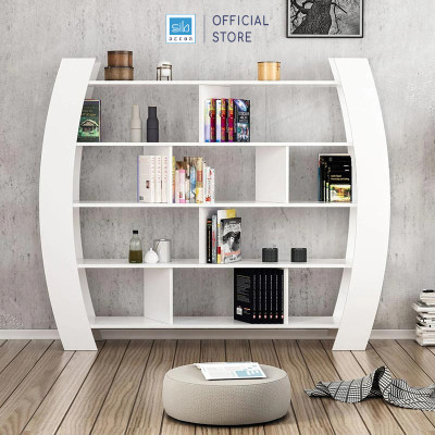 Kệ Gỗ Hiện Đại Với Thiết Kế Hình Cung Tròn Độc Đáo, Sáng Tạo Thương Hiệu SIB Decor KS310