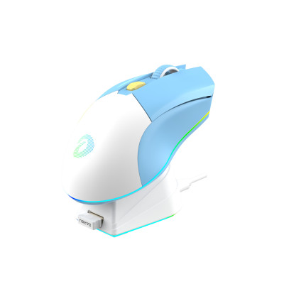 Chuột không dây Gaming DAREU EM901X RGB BLUE-WHITE - SUPERLIGHT, FAST CHARING DOCK - Hàng chính hãng