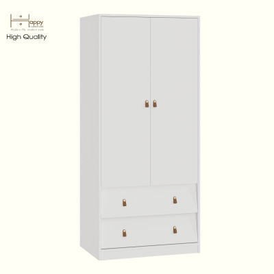 HAPPY FURNITURE , Tủ quần áo 2 cửa mở 2 ngăn kéo - CALYN , TCM_253 , 80cm x 54cm x 180cm DxRxC