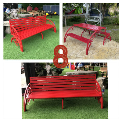 Ghế sân vườn thông minh Tundo 1m2 mở thành bàn ghế đôi khung thép nhiều KT lựa chọn 1m2 1m5 2m