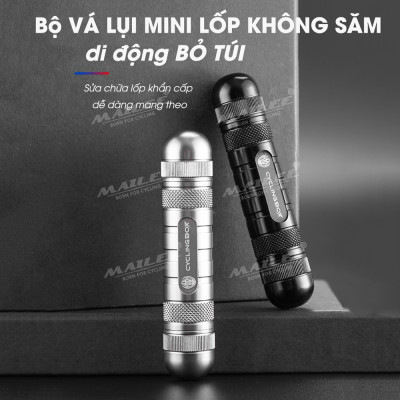 Vá Lụi Mini Xe đạp cho lốp xe không săm bỏ túi CB-9904 chất liệu nhôm nguyên khối, chắc chắn, chiều dài chỉ 9.6cm (tặng kèm thêm 5 sợi vá) - Mai Lee