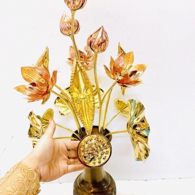 HOA SEN ĐỒNG CAO 75 CM NẶNG 3.8 KG CHẤT LIỆU BẰNG ĐỒNG 