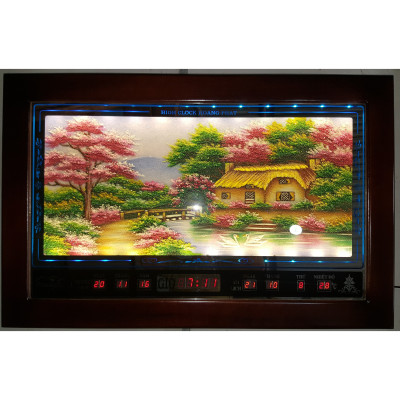 Tranh đá quý đèn Led ngôi nhà hạnh phúc ,Lịch vạn niên -2052