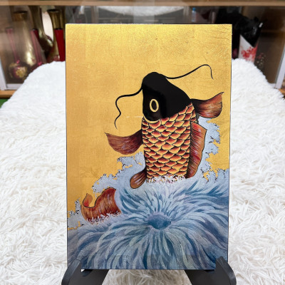 Tranh sơn mài - vẽ màu kết hợp dát vàng/ bạc Thanh Bình Lê, hàng xuất khẩu 20x30 cm