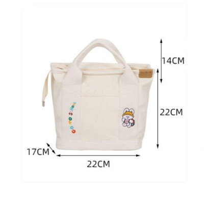 Túi Vải Canvas Hoạ Tiết Dễ Thương Đựng Đồ Bỉm Sữa Tiện Lợi Kích Thước 22*22*17 cm