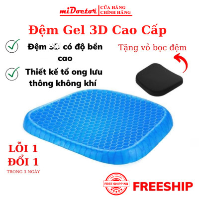 Đệm ngồi Gel 3D tổ ong thoáng khí kích thước 35x30x3cm và 42x37x3.5cm, Đệm ngồi cao cấp chất liệu Silicon mát lạnh siêu êm - Hàng chính hãng