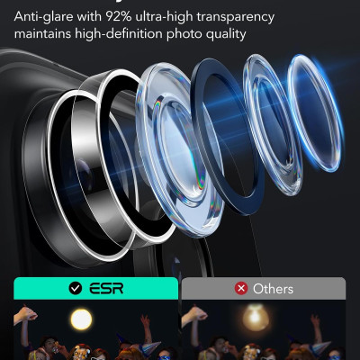 Kính Cường Lực siêu mỏng chống trầy xước bảo vệ ống kính camera ESR cho iPhone 16 Pro / iPhone 16 Pro Max - Hàng Chính Hãng