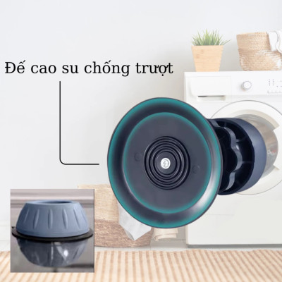 Bộ 04 chân đế cao su chống rung máy giặt - HT SYS - Đế chống rung máy giặt - Đế chống ồn máy giặt, máy sấy,tủ lạnh, bàn ghế + Sét 3 móc dính dán tường vàng tài lộc HT SYS