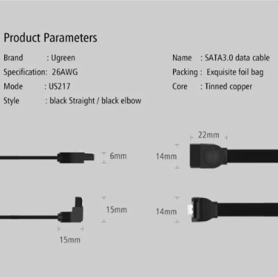 Ugreen UG30796US217TK 0.5M màu Đen Cáp truyền dữ liệu SATA 3.0 cao cấp - HÀNG CHÍNH HÃNG