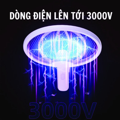 (Tặng đèn bắt muỗi) Vợt Diệt Côn Trùng Có Đèn Tự Động Thông Minh Cao Cấp Để Bàn Đứng Tích Điện Sạc USB Hàng Chính Hãng