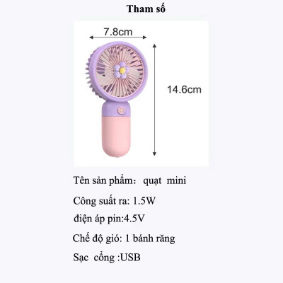 Quạt Mini Cầm Tay Sạc Tích Điện – Dễ Dàng Sử Dụng, Thiết Kế Nhỏ Gọn - HÀNG CHÍNH HÃNG MINIIN