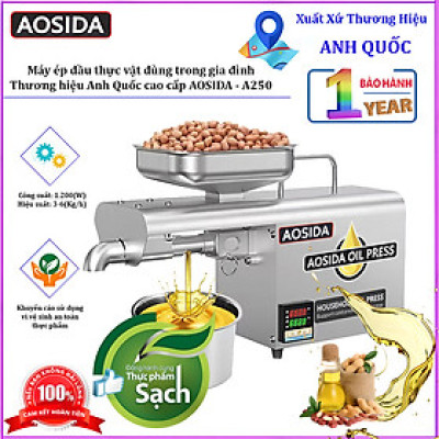 Máy ép dầu thực vật dùng trong gia đình. Thương hiệu Anh Quốc cao cấp AOSIDA - A250. HÀNG CHÍNH HÃNG