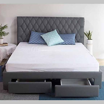 Giường ngủ bọc da 4 hộc kéo đầu giường cổ điển