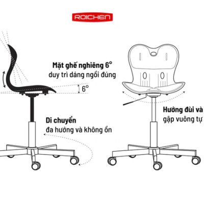 Ghế chỉnh dáng ngồi đúng WOW chân xoay Roichen